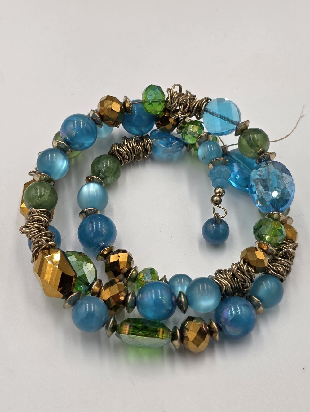 Treska Green And Blue‎ Beaded Wrap Bracelet Necklace New
